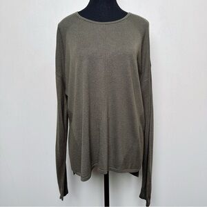 Lord & Taylor Womens Large Crew Neck Knitted Dark Olive Sweater